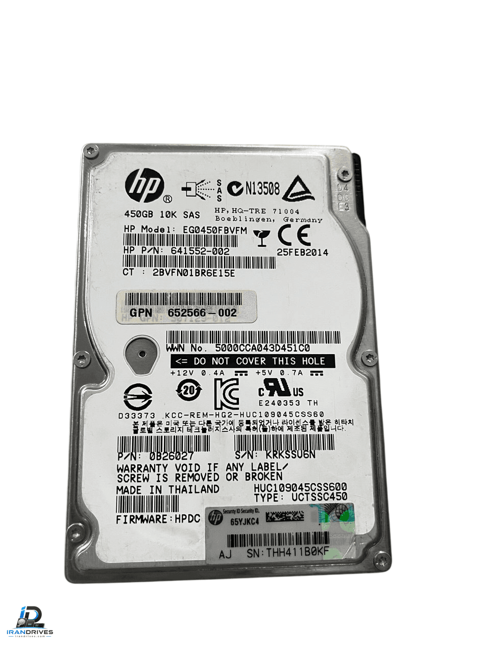 هارد سرور اچ پی ظرفیت 450 گیگابایت SAS 6Gb/s 10K