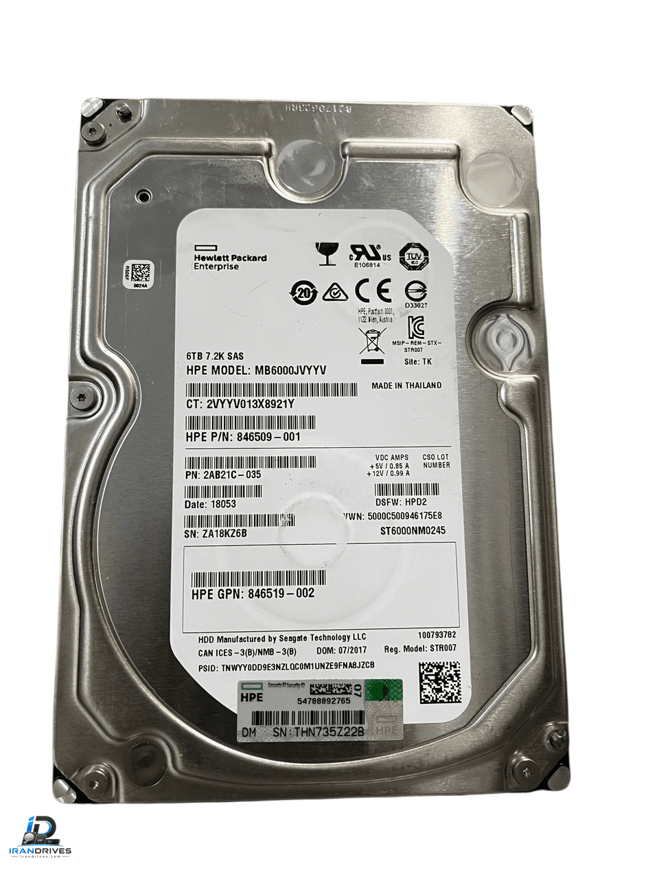 هارد سرور اچ پی ظرفیت 6 ترابایت SAS 12Gb/s 7200 RMP