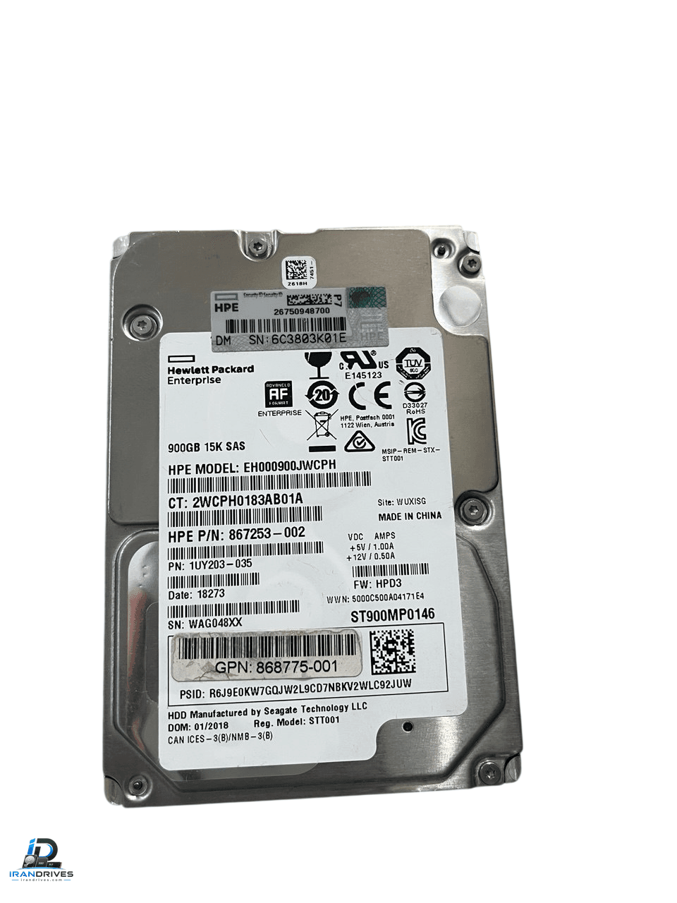 هارد سرور اچ پی ظرفیت 900 گیگابایت رابط SAS 12Gb/s 15K