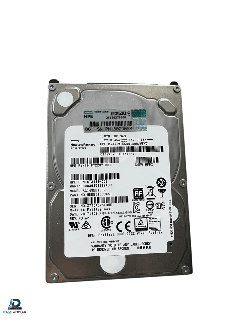 هارد سرور اچ پی ظرفیت 1.8 ترابایت SAS 12Gb/s 10K