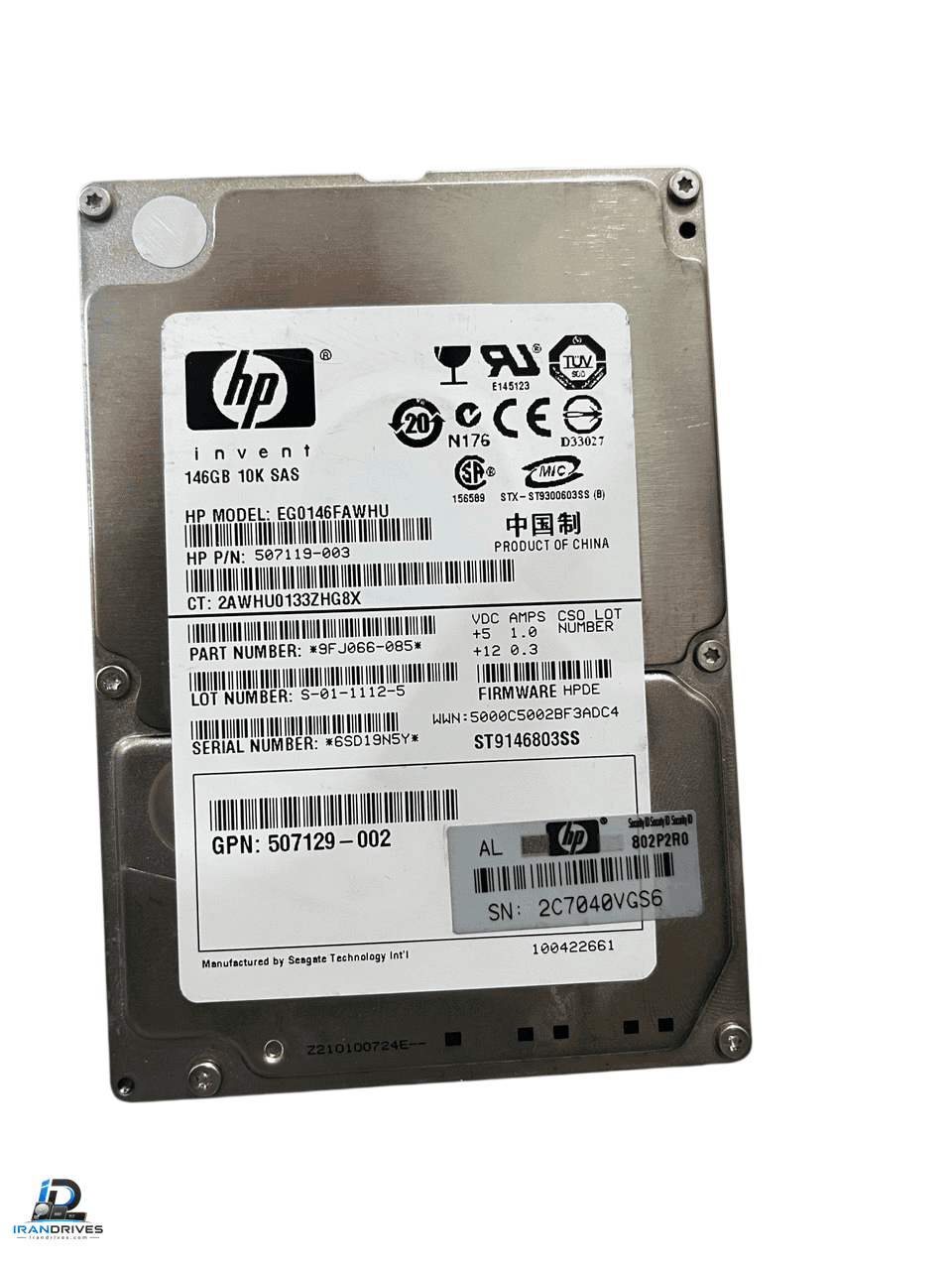 هارد سرور اچ پی ظرفیت 146 گیگابایت رابط SAS 6Gb/s 10K